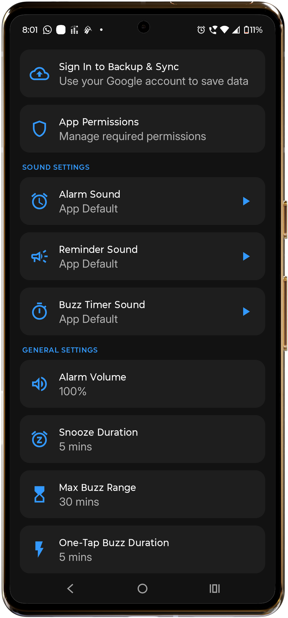 Settings Dark